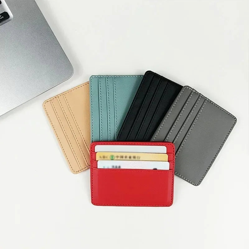 Fashion Slim PU ID Card Bag Credit Card Holder Men's Wallet Women's Wallet Mini Credit Card ID Card Bag Gift