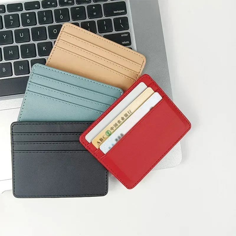 Fashion Slim PU ID Card Bag Credit Card Holder Men's Wallet Women's Wallet Mini Credit Card ID Card Bag Gift