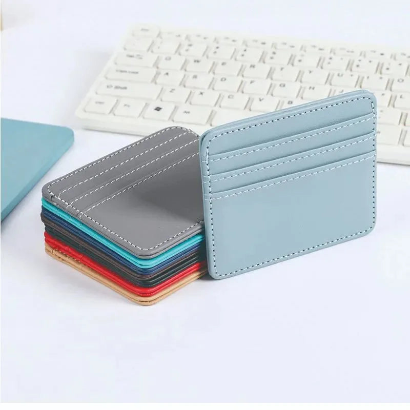 Fashion Slim PU ID Card Bag Credit Card Holder Men's Wallet Women's Wallet Mini Credit Card ID Card Bag Gift