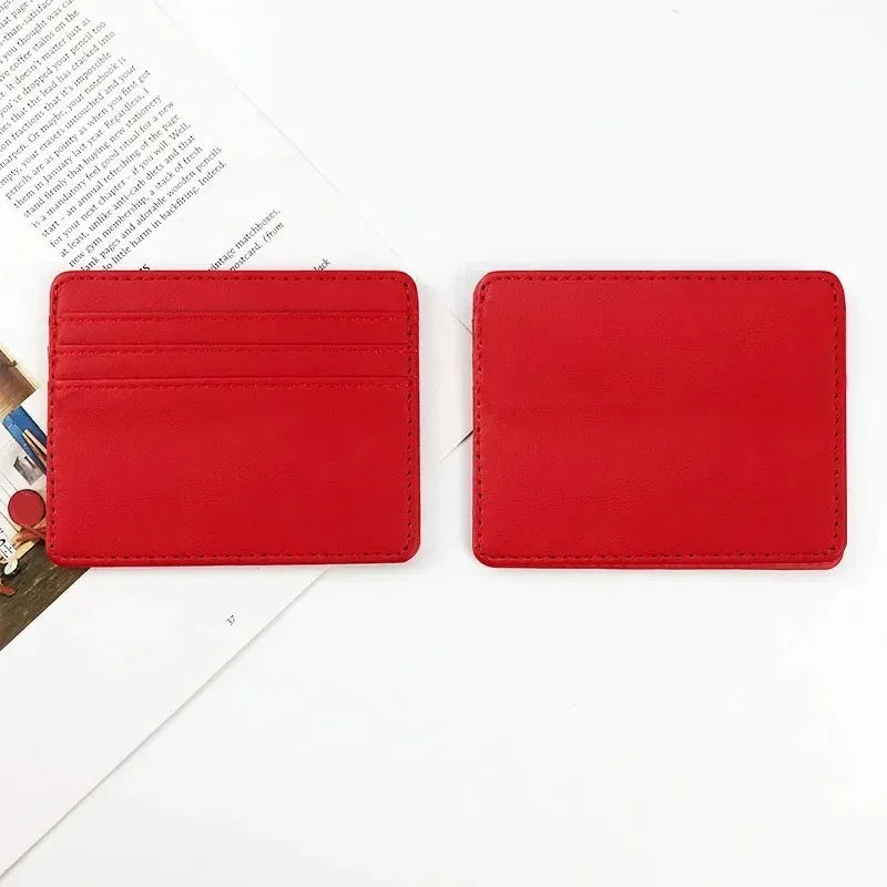 Fashion Slim PU ID Card Bag Credit Card Holder Men's Wallet Women's Wallet Mini Credit Card ID Card Bag Gift